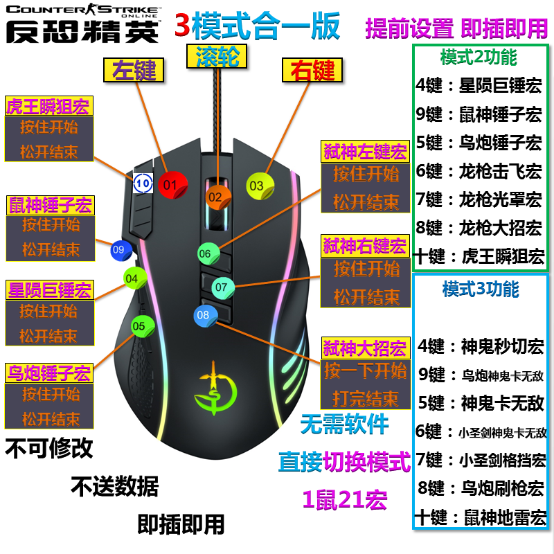 CSOL鼠标宏反恐精英OL锤子宏弑神鼠神主播专用神鬼开天小圣剑免驱-图1