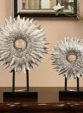 创意美式复古羽毛摆件礼品客厅样品软茶几电视柜家居装饰房摆件装