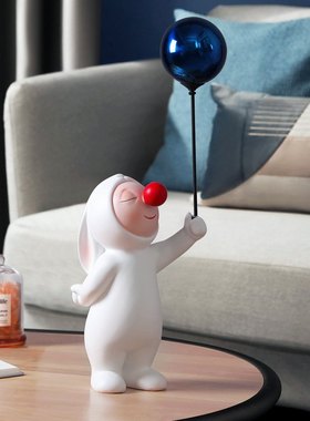 软装气球兔子摆件批发玄关创意摆设树脂客厅ins轻家居电视柜品奢