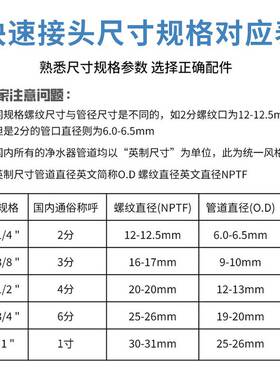 净水器高压开关家用纯水机过滤器配件2分直饮pe快接头批发