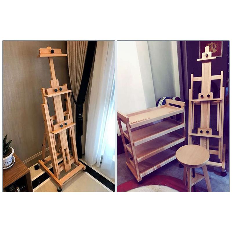 榉木制平立两用油画架子美术生专用画板支架式实木抽屉广告展示架 - 图1