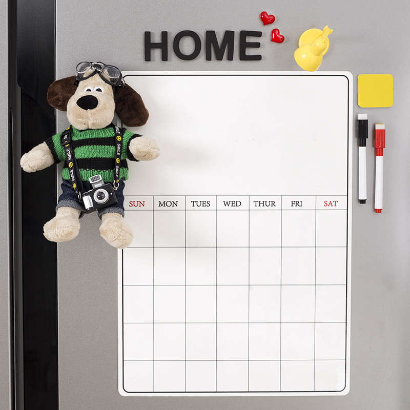 磁性冰箱贴留言板可擦写日历ins记事磁力软黑白板日程辅食计划表 - 图0