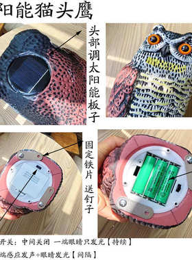 户外驱鸟神器仿真猫头鹰摆件园林驱鼠驱鸟神器赶鸟器仓库阳台驱鸟