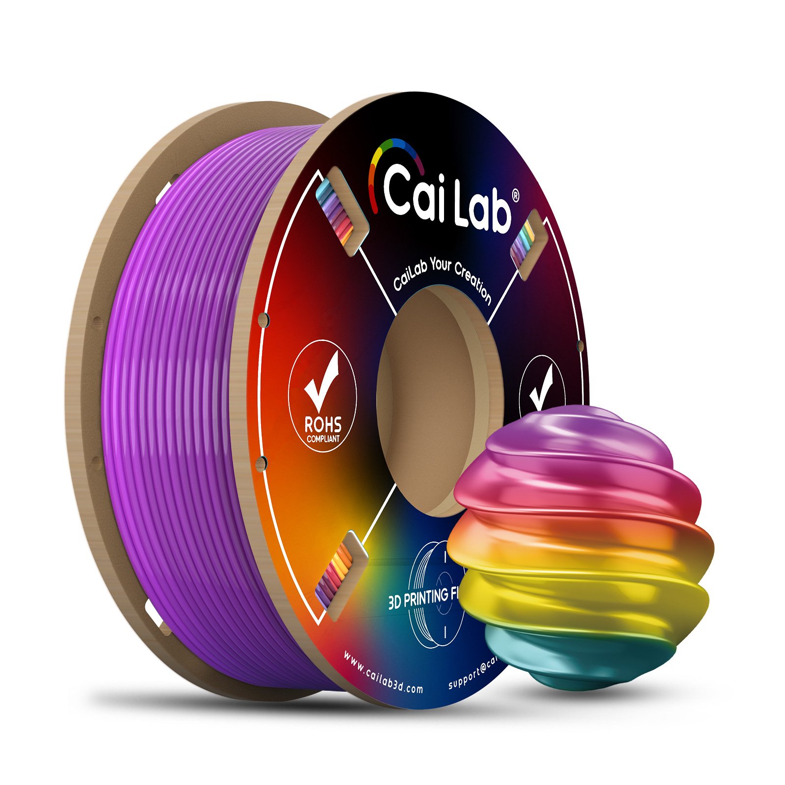ฟิลเม้นต์พิมพ์ 3D Caiduowu ผ้าไหม Pla สีด้าน ลายรุ้ง เหมาะสำหรับเครื่องพิมพ์ Tuozhu ขนาด 1.75 มม. พิมพ์ได้เร็ว ไม่อุดตันหัวฉีด