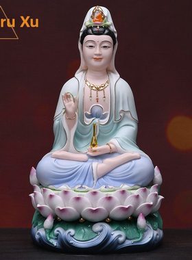 许师傅陶瓷裟婆三圣全堂佛像西方三圣如来观音菩萨地藏弥勒佛摆件