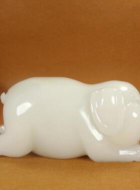 天然阿富汗白玉猪摆件十二生肖福猪客厅玄关办公桌玉石猪装饰摆件