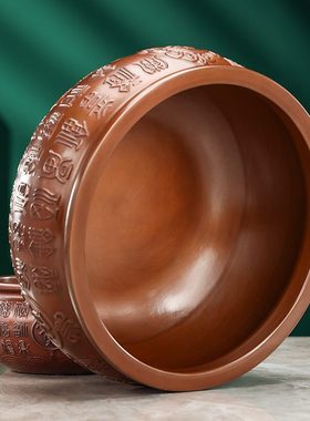 紫铜百福聚宝盆摆件百福缸实心招财客厅办公室店铺开业聚财存钱罐