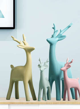 创意现代简约客厅电视柜书房家居装饰工艺礼品小摆设圣诞麋鹿摆件