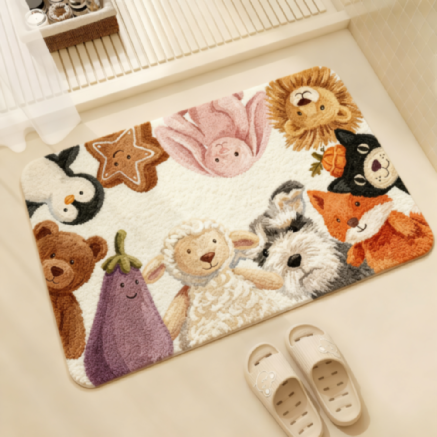 Bathroom absorbent floor mat 2026 new cartoon thickened bathroom door non-slip foot mat bathroom quick-drying carpet