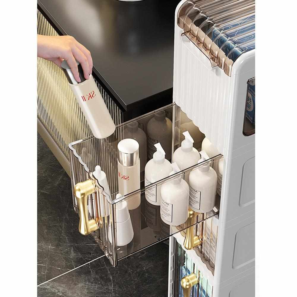 卫生间置物架浴室厕所洗手间马桶夹缝储物收纳柜免打孔落地置物柜 - 图0