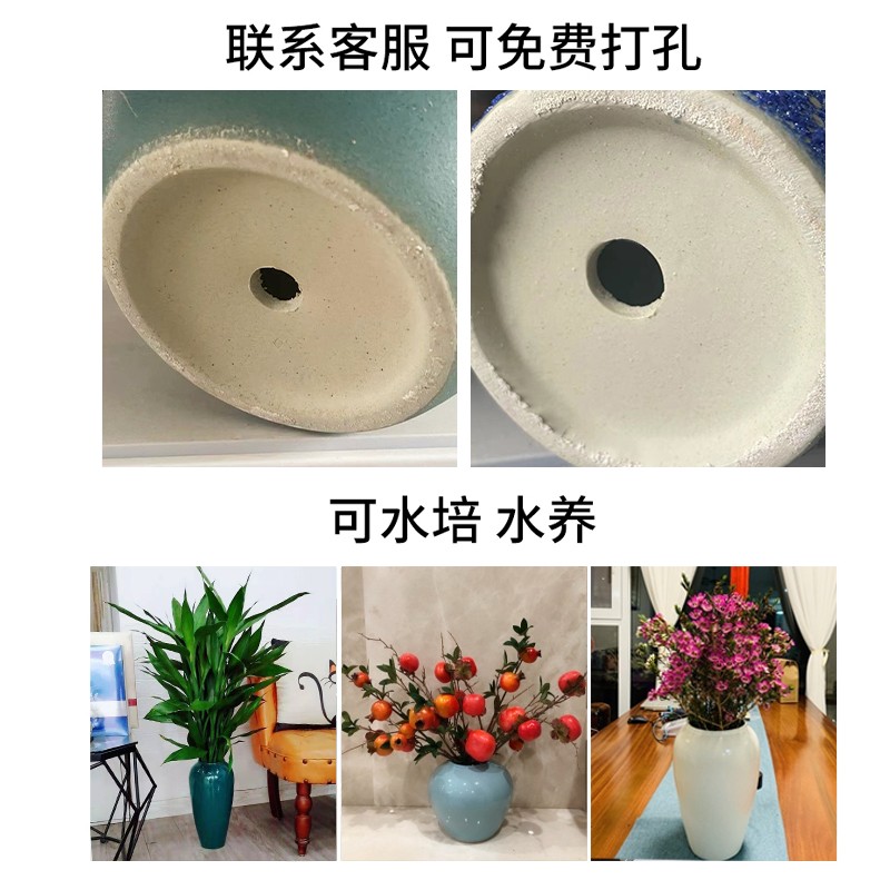 景德镇陶瓷花瓶摆件客厅插花新中式玄关装饰品花器复古粗陶罐花盆 - 图1