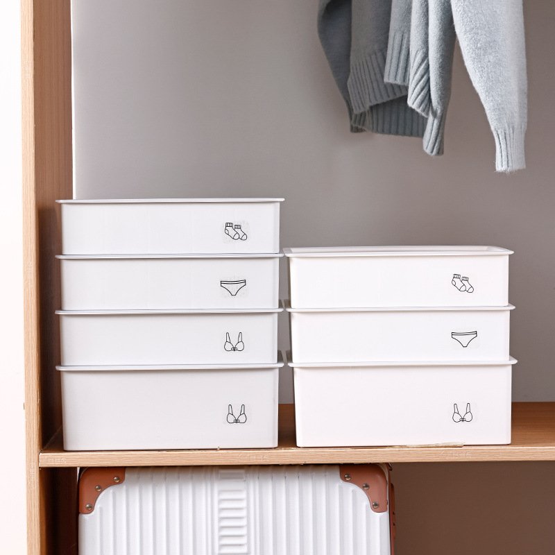 新品 衣物分格收纳盒三合一可叠加收纳盒多规格内衣整理储物盒 - 图0
