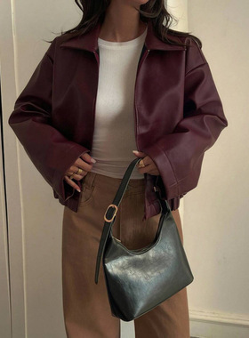 C 54132 Women's leather moto jacket 女士机车皮衣跨境速卖