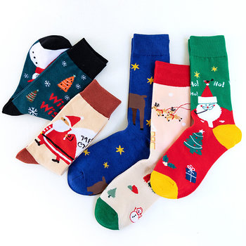 Christmas socks gift box gift bag socks men and women mid-calf socks Christmas decoration ຖົງຕີນຄູ່ຮັກບ້ານງາມ