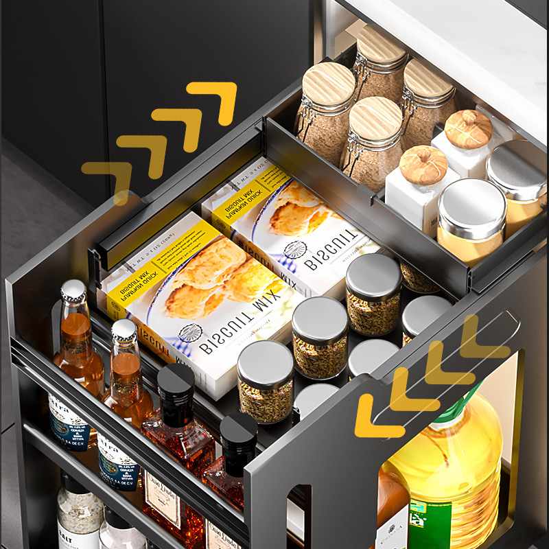 酷太平替厨房铝合金调味品收纳抽屉式多层橱柜拉篮碗篮太空铝材质,淘宝优惠券,粉丝福利购,淘宝优惠卷