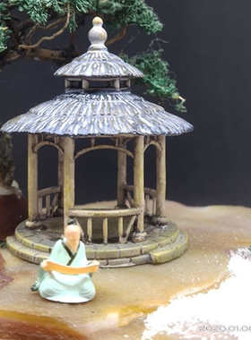 读书看书古人物小摆件奇石盆景鱼缸沙盘枯山水微景观造景树脂道具