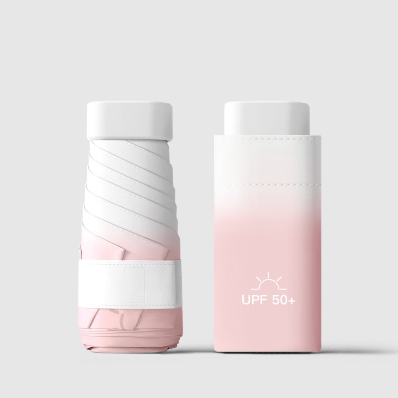 扁六折迷你太阳伞防晒防紫外线晴雨两用黑胶遮阳伞渐变卡片伞批发 - 图2