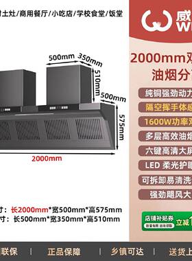 威力商用侧吸抽油烟机双电机大吸力饭店餐厅农村柴火灶吸烟机