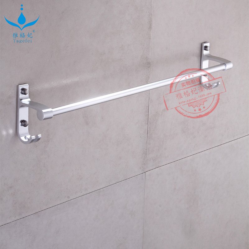 新款亮光单杆 加厚单杆60 80单杆毛巾架 带4钩单杆毛巾架太空铝 - 图2