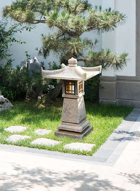 水磨坊庭院石灯笼仿古中式太阳能灯花园造景布置草坪灯户外灯摆件