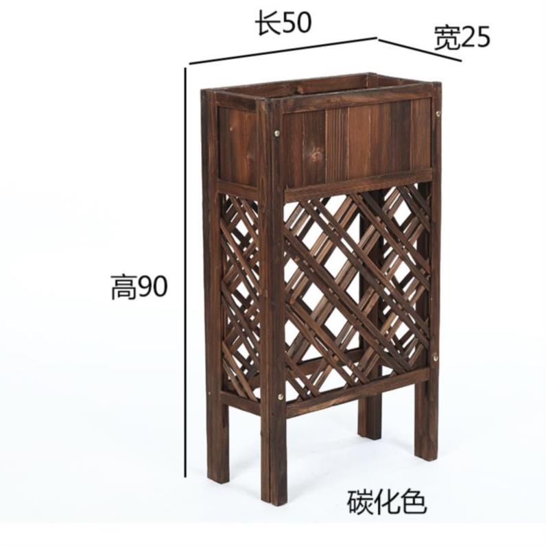 花盆架子庭院餐厅隔断花架阳台木咖啡厅栅栏碳化实木隔离栅栏绿萝-图1