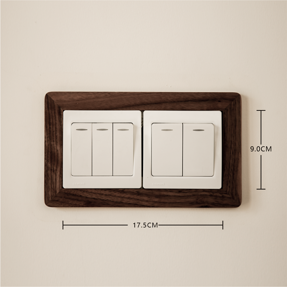 8690款实木开关保护套黑胡桃木电源插座套新中式墙贴装饰框开关贴