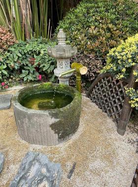碳化乔迁竹子立式园林庭院鱼池喷泉装饰造景鱼缸竹筒循环入户增氧