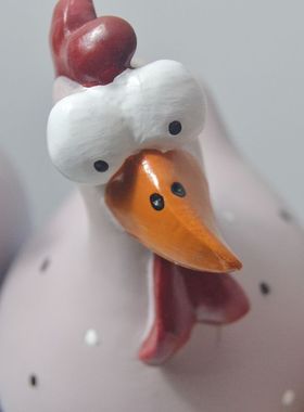 跨境大眼吊脚鸡呆母鸡可爱装饰花园小鸡室外装饰品鸡摆件园艺