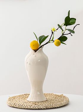 创意中式白色旗袍花瓶陶瓷装饰品客厅餐桌玄关书房水培插干花摆件