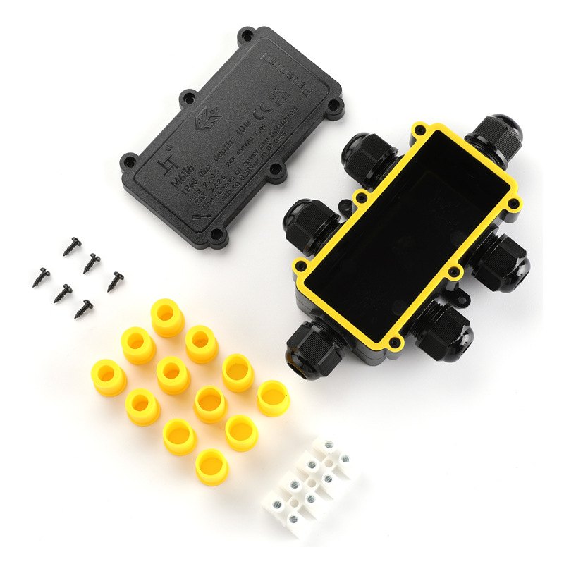 现货六通M20接头塑料防水接线盒ip68户外照明电缆端子盒 - 图2