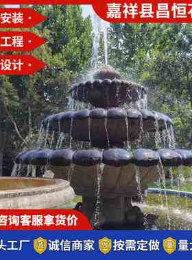 青石雕刻喷泉景观雕塑石雕喷泉别墅小区水景石雕流水喷泉