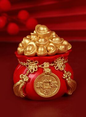 招财金元宝摆件聚宝盆财神爷家用发财树钱袋小汽车载办公室装饰品