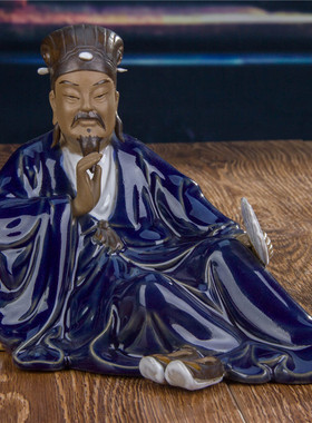 石湾娃娃陶瓷人物雕塑诸葛亮孔明中式家居客厅书房装饰三国礼品