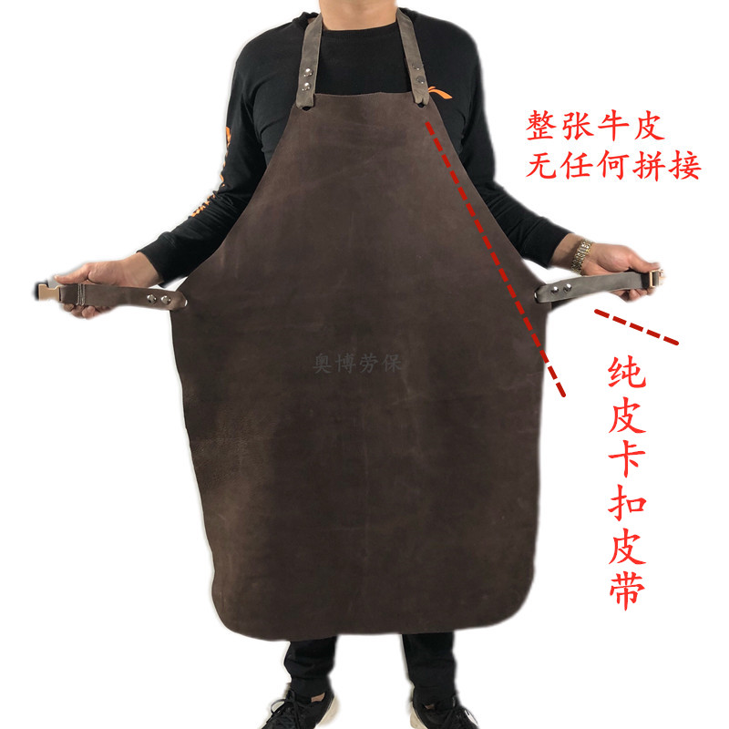 纯牛皮电焊围裙加厚整皮焊工焊接防护服耐磨隔热防烫防火花皮围裙 - 图0