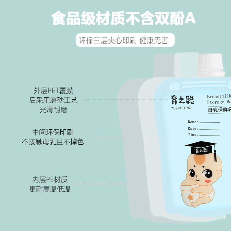 100片储奶袋可连接吸奶器母乳保鲜袋200ml储存袋直吸存奶袋150ML-图2