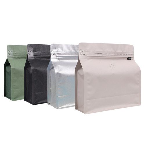 展飞单向排气阀咖啡袋镀铝膜遮光金属香磨砂保封包装袋八边咖啡豆 - 图3