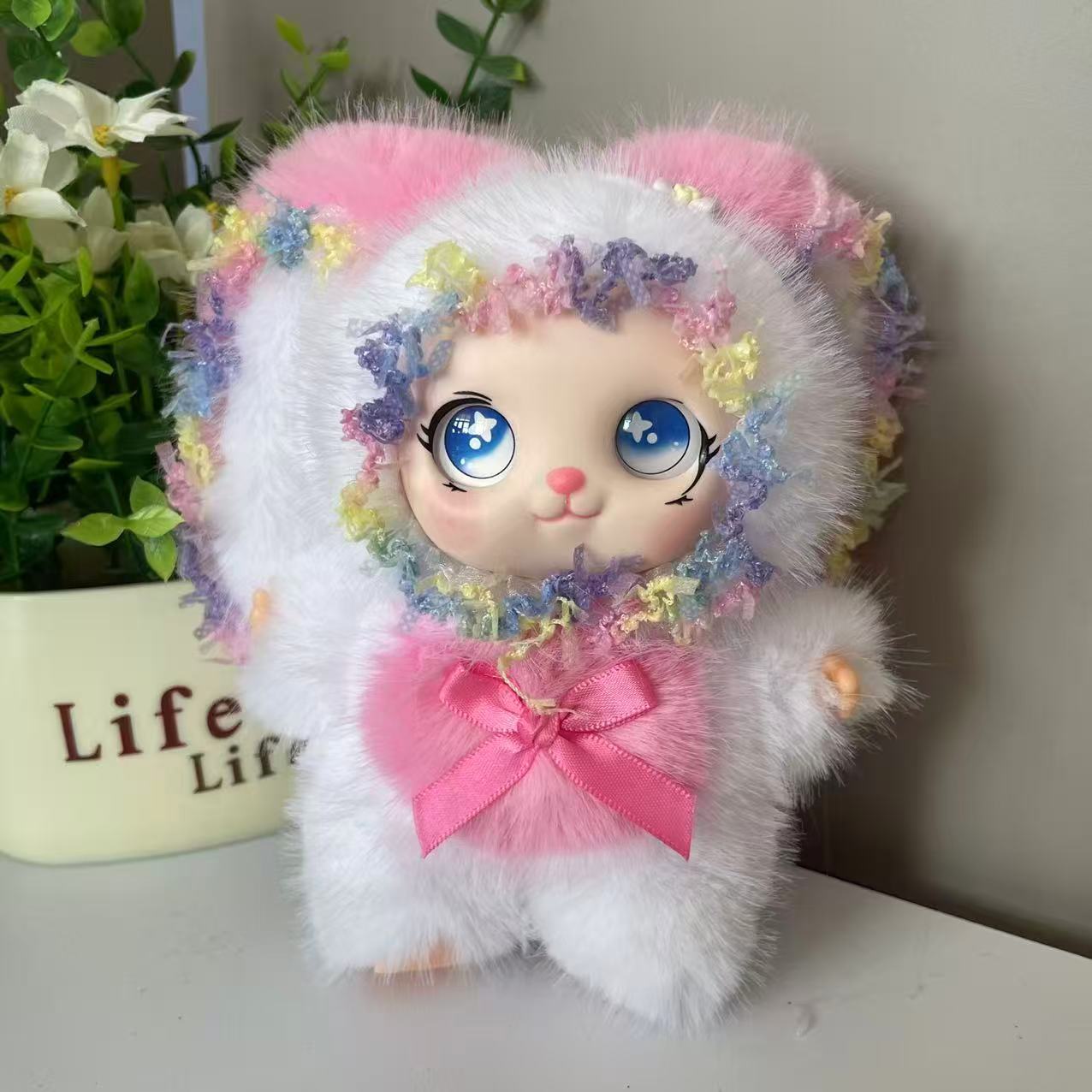 ตุ๊กตาไวนิลประดับลูกไม้ จี้ผ้าพลัช ตุ๊กตาไวนิลแมวสาวน่ารัก รุ่นใหม่ พวงกุญแจจี้ห้อย