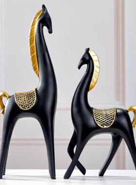 北欧招财情侣马摆件家居客厅入户玄关装饰品摆设乔迁新居开业礼品