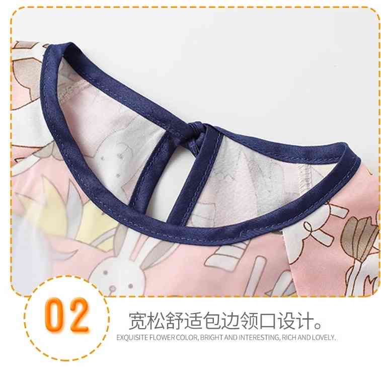 Baby eating smock thin waterproof spring and autumn anti-dirty rice pocket baby long-sleeved smock reverse wear children's pure cotton bib