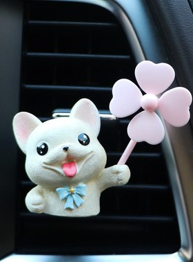 新品 车载装饰风口夹车内出风口香薰汽车空调夹可爱宠物狗车上摆