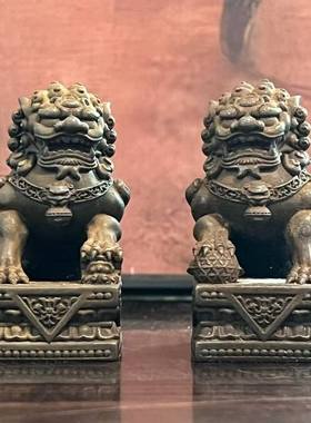 铁矿石镇宅石狮子摆件北京故宫同款小尺寸铁矿石书房客厅玄关屋顶