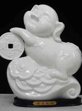 十二12生肖白色猪摆件可爱小猪陶瓷猪摆件猪招财镇宅猪