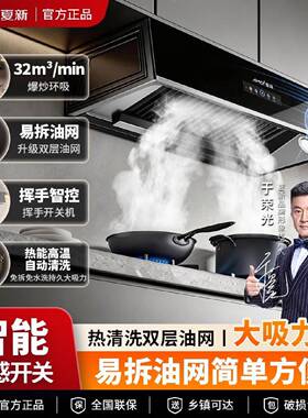 夏新中式油烟机小户型家用厨房吸烟机自动清洗静音出租房顶吸式