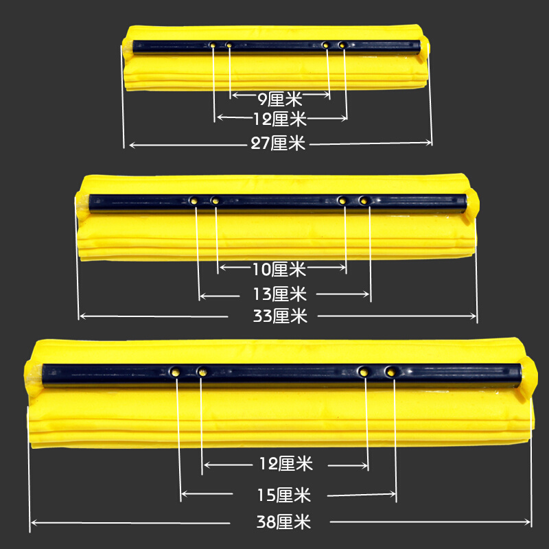 2个装滚轮拖把替换头27-33-38厘米海绵带铁夹拖头吸水胶棉抹布头 - 图2