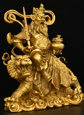 黄铜武财神赵公明神像赵公明骑虎像武财神供奉特大号赵元帅佛像纯