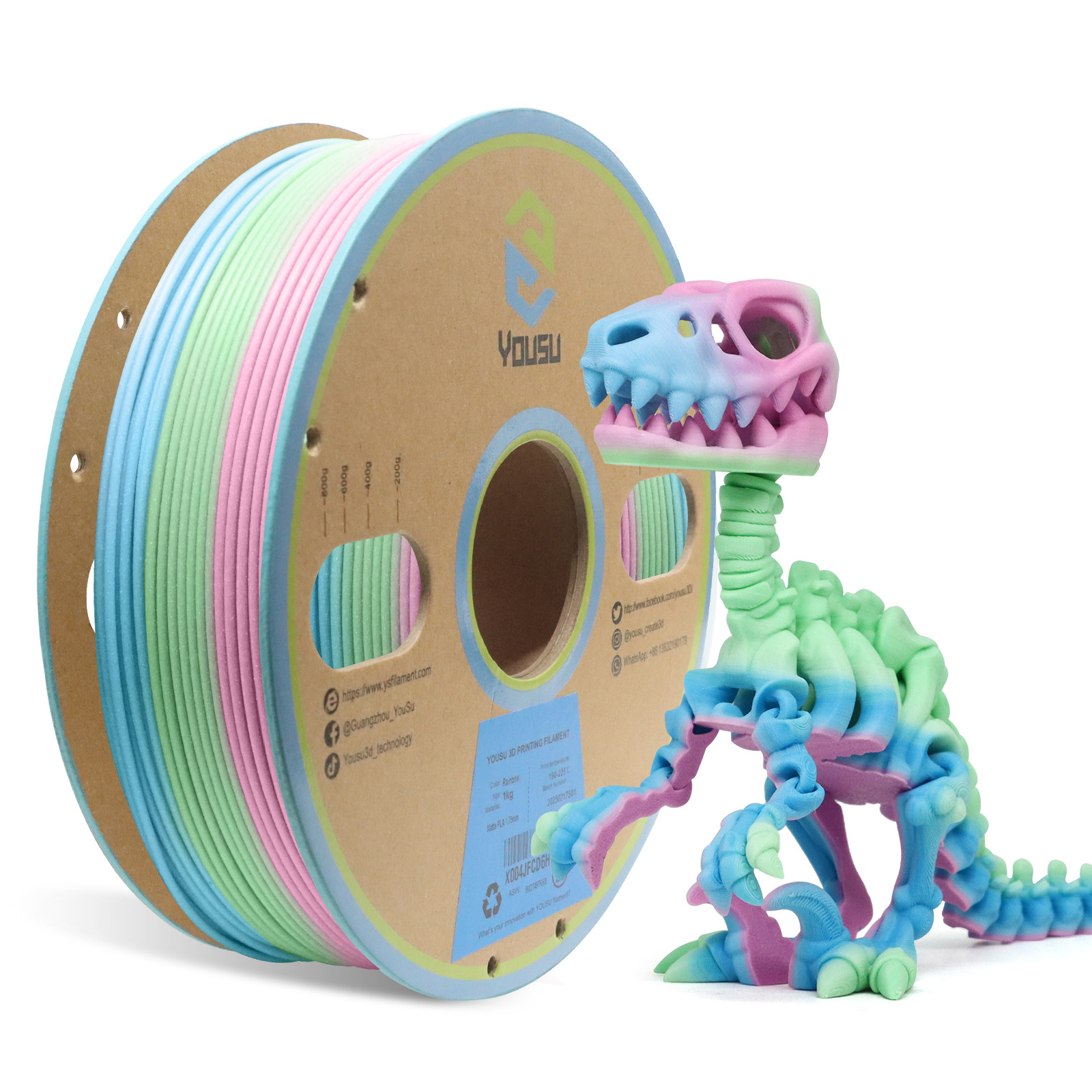 เส้นใยพิมพ์ 3D PLA แบบไหมเงา สีสันหลากหลาย ขนาด 1.75 มม.