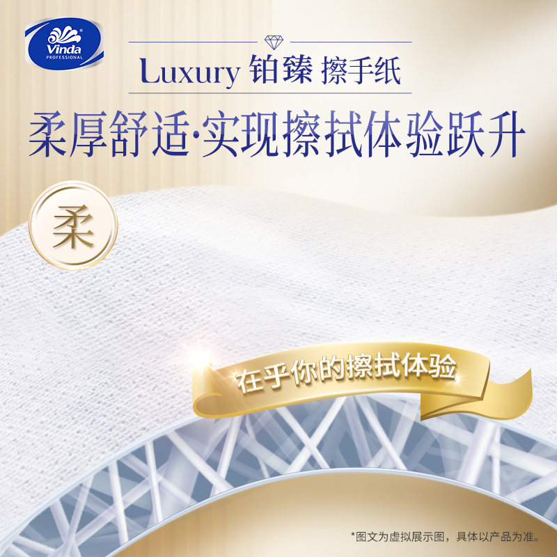 维达铂臻Luxury商用擦手纸酒店抽纸卫生间抹手纸XL码130抽3包fq-图1