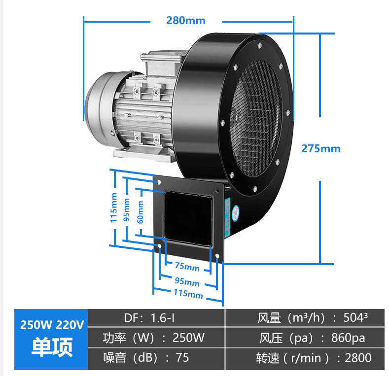 DF型离心风机多翼式耐高温引风机工业鼓风机380V220V强力抽风机