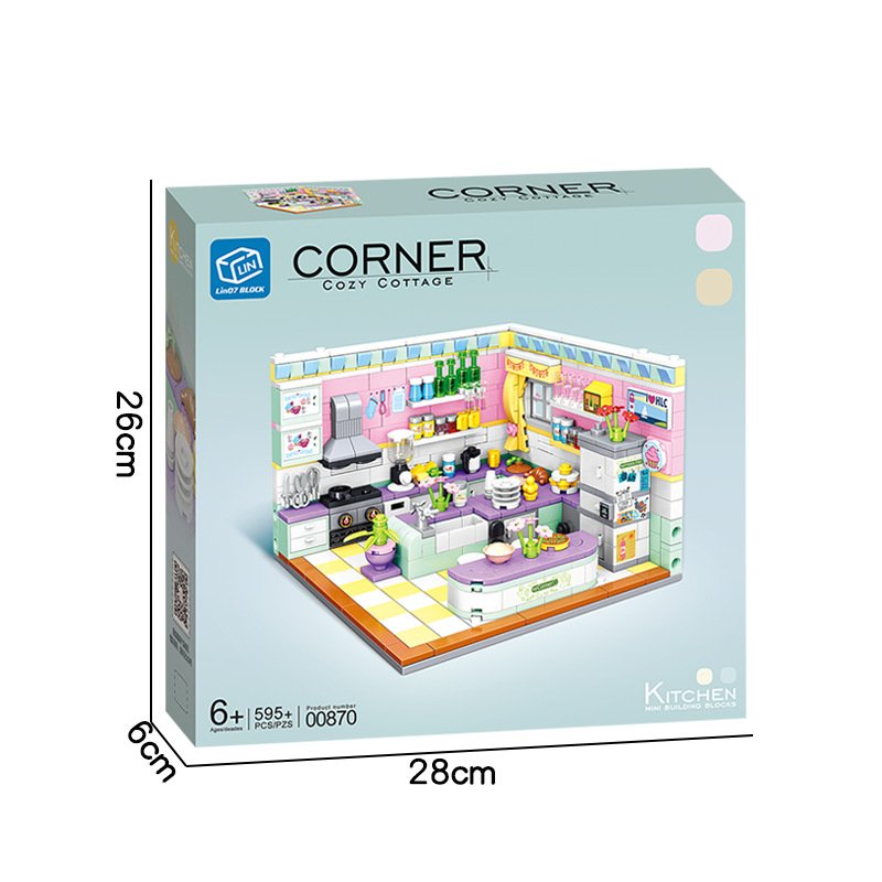 哲高00870温馨小屋厨房浴室书房客厅女孩益智拼装积木玩具 - 图3