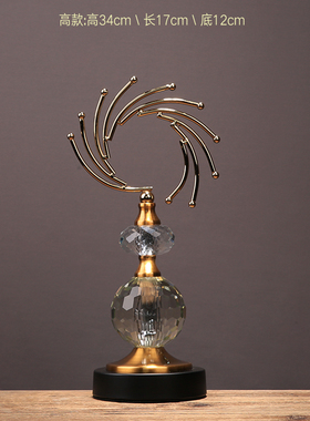 高档美式创意抽象金属水晶摆件玄关办公室客厅家居乔迁送礼摆设i.
